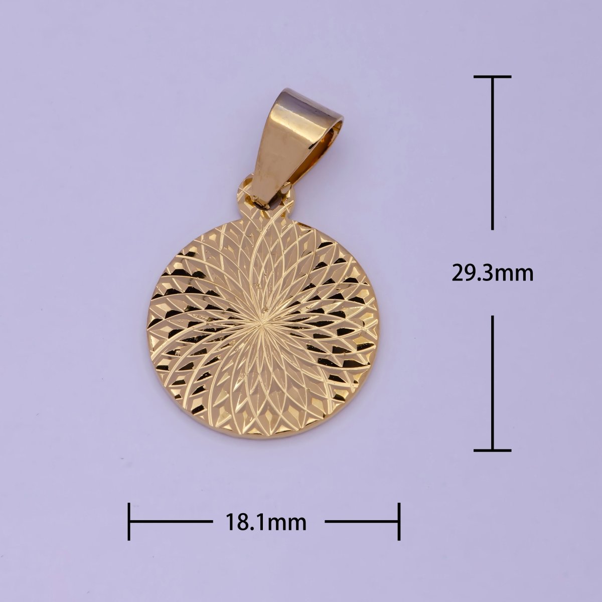 Gold Medallion Pendant Coin Dangle Charm Geometric Jewelry J-503