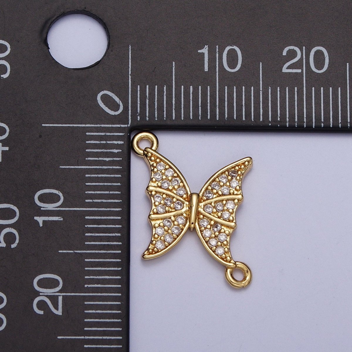 Gold Micro Pave Cubic Zirconia Garden Mariposa Butterfly Charm Connector For Jewelry Making G-533
