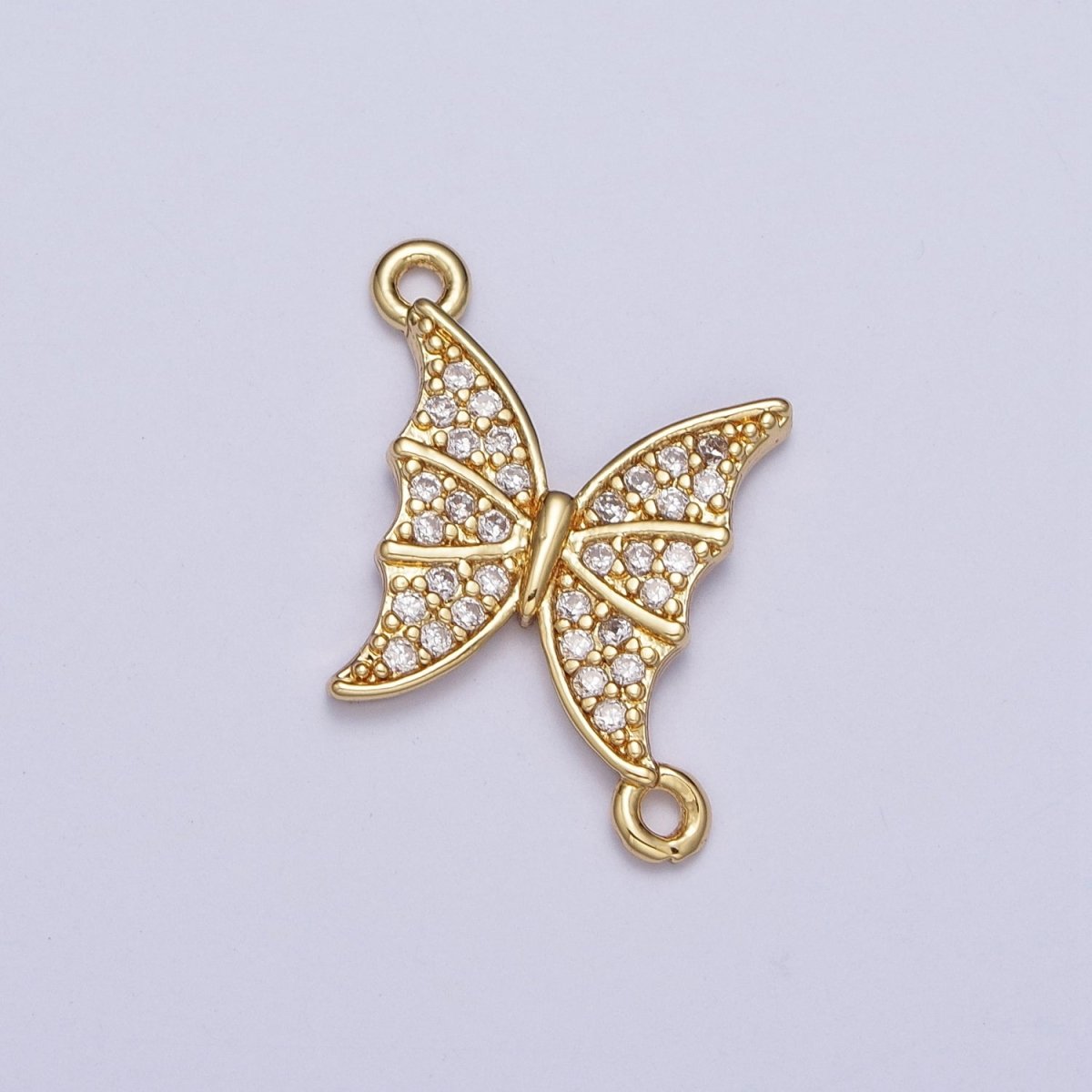 Gold Micro Pave Cubic Zirconia Garden Mariposa Butterfly Charm Connector For Jewelry Making G-533