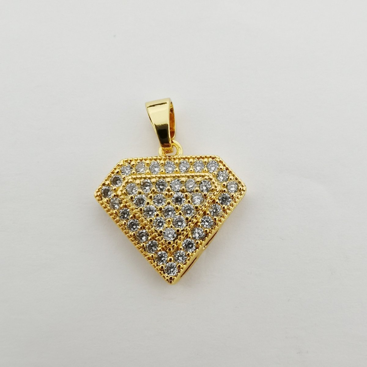 Gold Micro Pave Diamond charm in 14K gold Filled Cubic Diamond pendant Cubic Zirconia Diamonds I-772