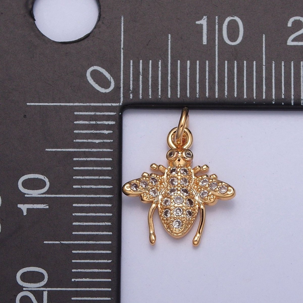 Gold Micro Paved CZ Bumble Honey Bee Insect Charm For DIY Jewelry Making | X-225