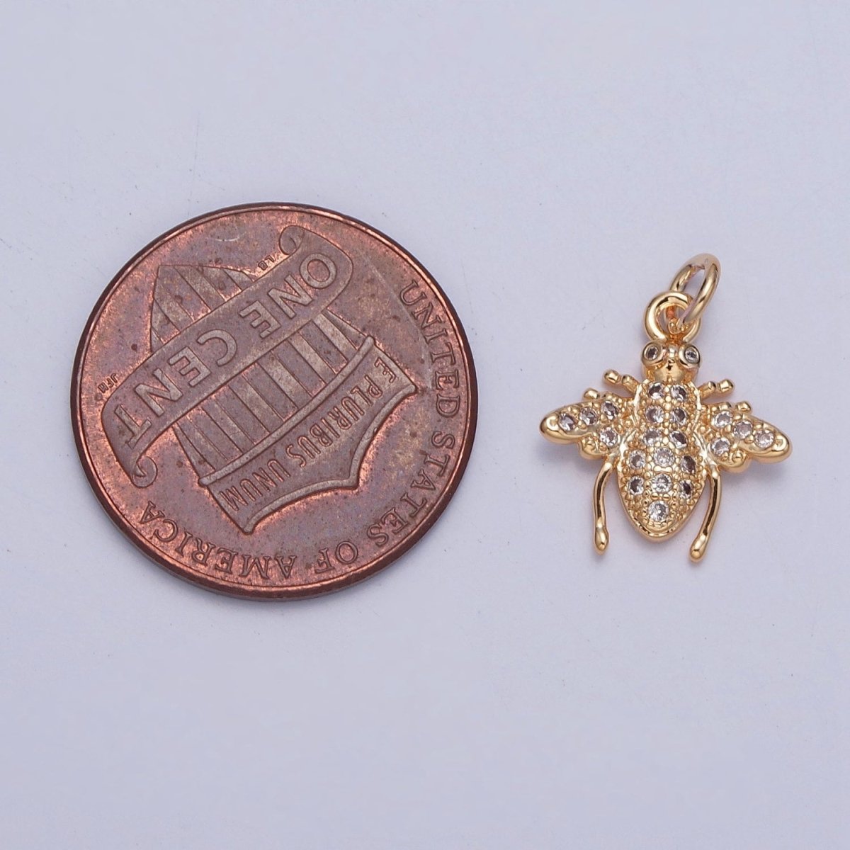 Gold Micro Paved CZ Bumble Honey Bee Insect Charm For DIY Jewelry Making | X-225