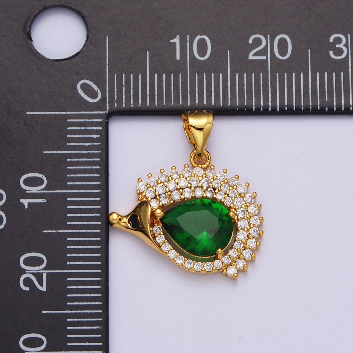 Gold Micro Paved CZ Hedgehog Porcupine Animal Pendant For Nature Jewelry Making | X-681