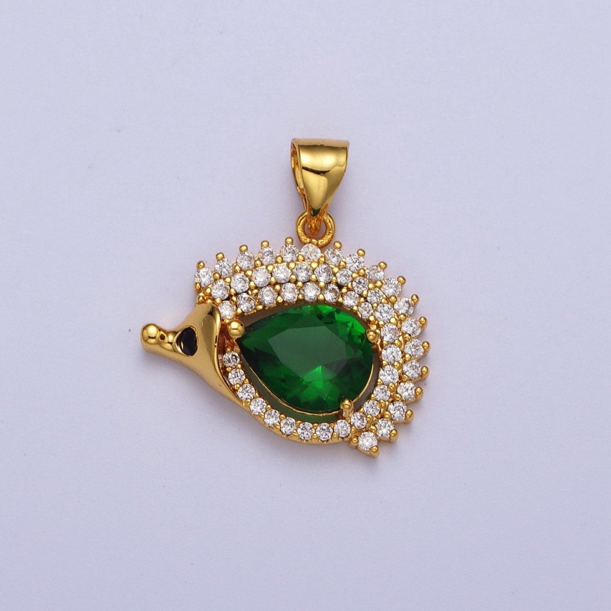 Gold Micro Paved CZ Hedgehog Porcupine Animal Pendant For Nature Jewelry Making | X-681
