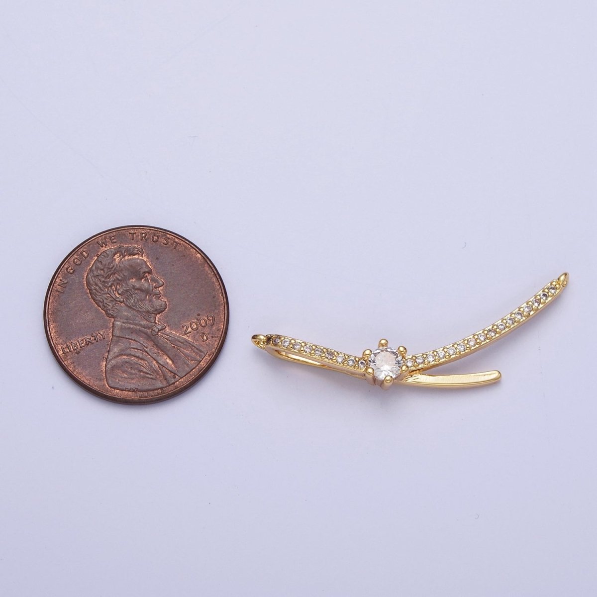 Gold Micro Paved CZ Round Cubic Zirconia Link Geometric Connector | F-680