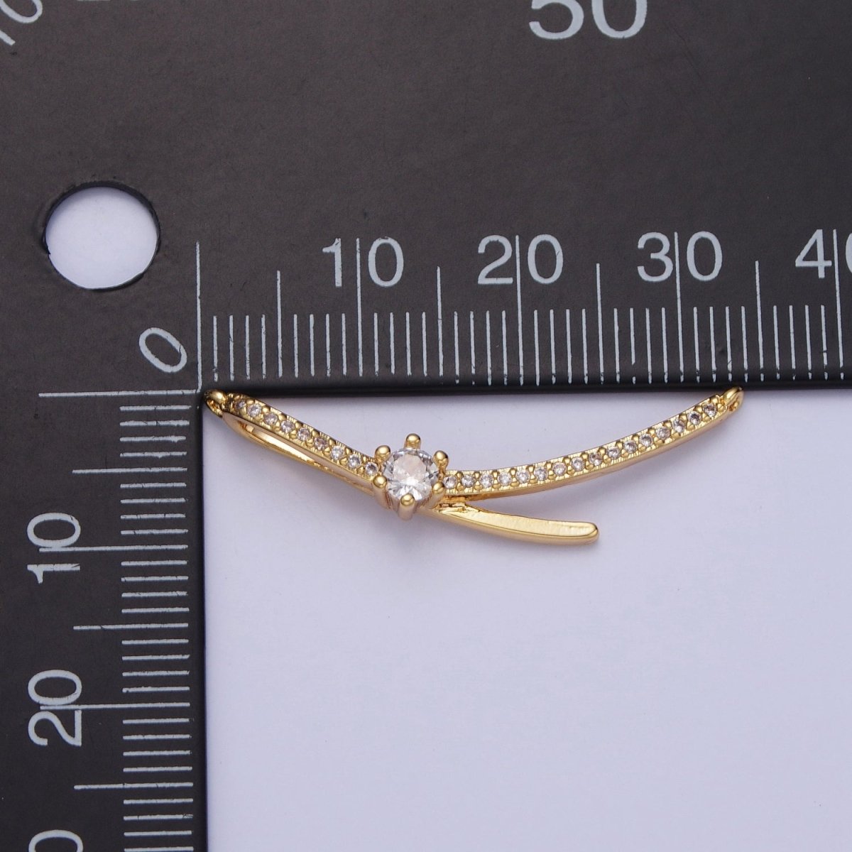 Gold Micro Paved CZ Round Cubic Zirconia Link Geometric Connector | F-680