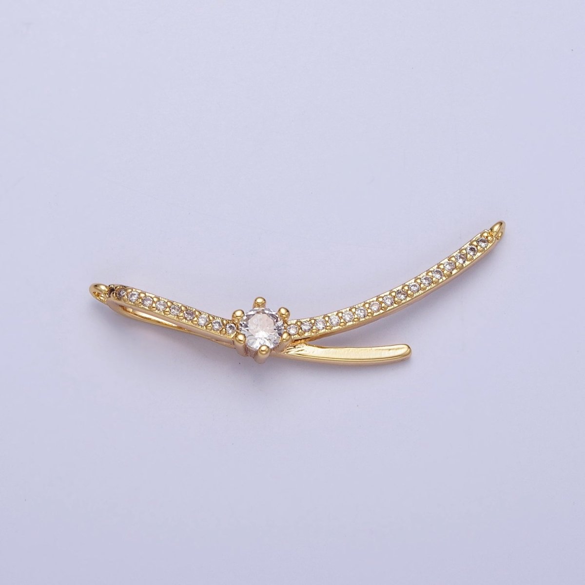 Gold Micro Paved CZ Round Cubic Zirconia Link Geometric Connector | F-680