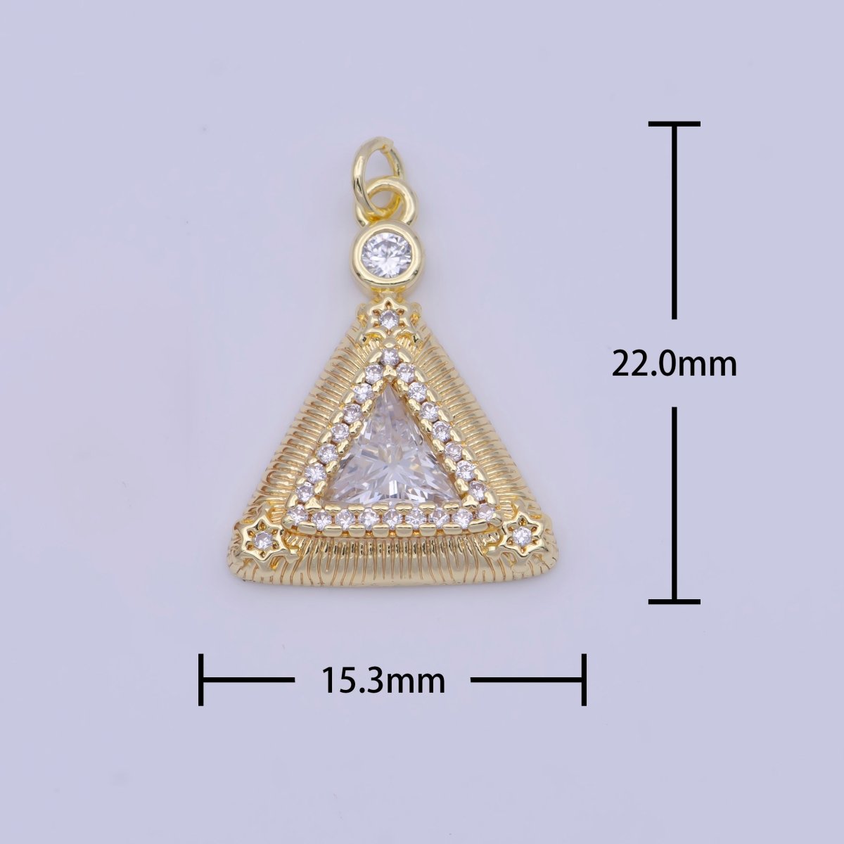 Gold Micro Paved CZ Textured Triangle Charm For Jewelry Making Component | X-715