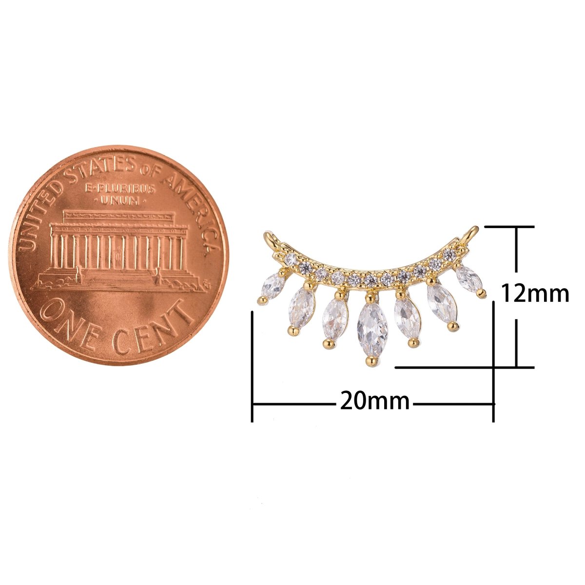 Gold Micro Paved Marquise Cubic Zirconia Link Connector F-750