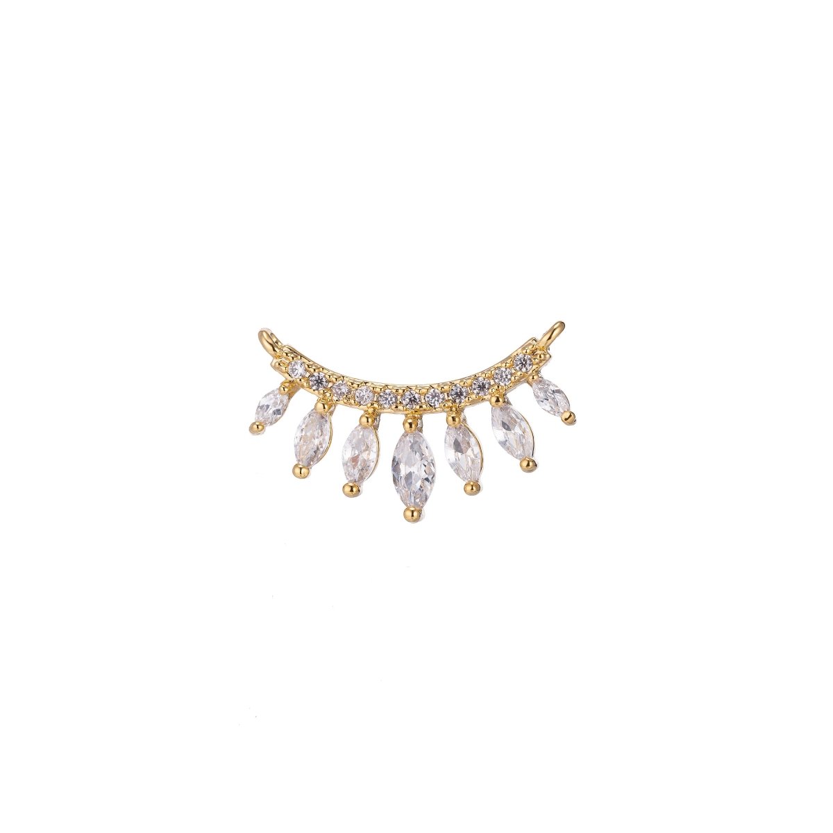 Gold Micro Paved Marquise Cubic Zirconia Link Connector F-750