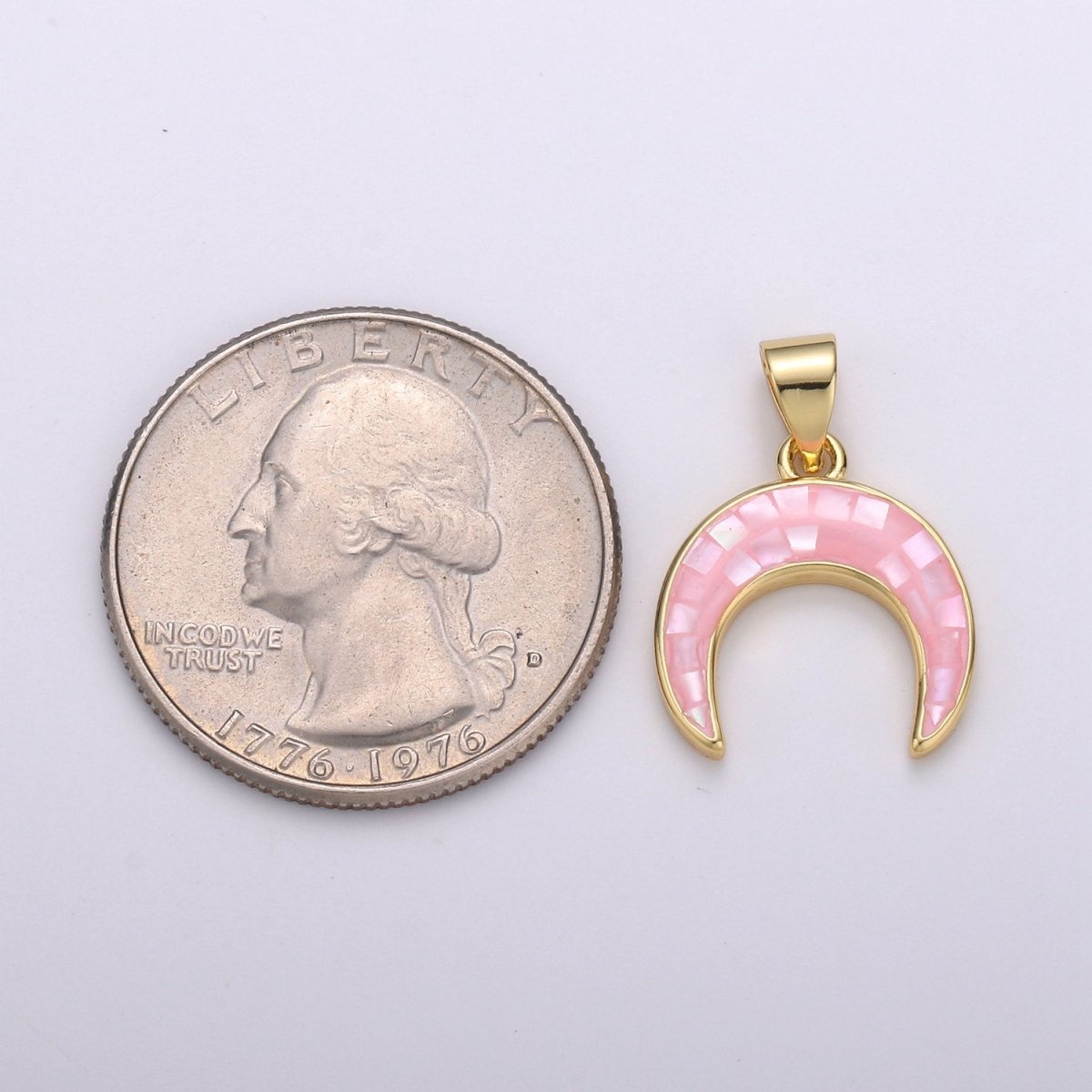 Gold Moon charms , Pink moon pendants, Crescent Moon charm, Dainty charm, Celestial Jewelry pendants in 14k Gold-Plated I-777