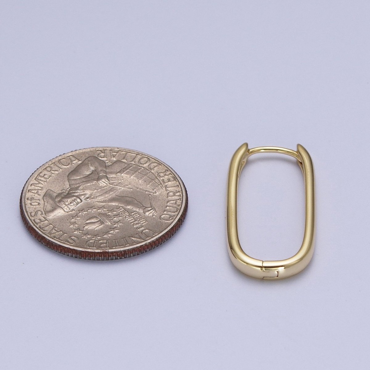 OS Gold Oblong Chunky Rectangle Earring, Rectangle or Oval Shape Earrings, Minimalist Hoop Earring for Everyday Use AE-1011