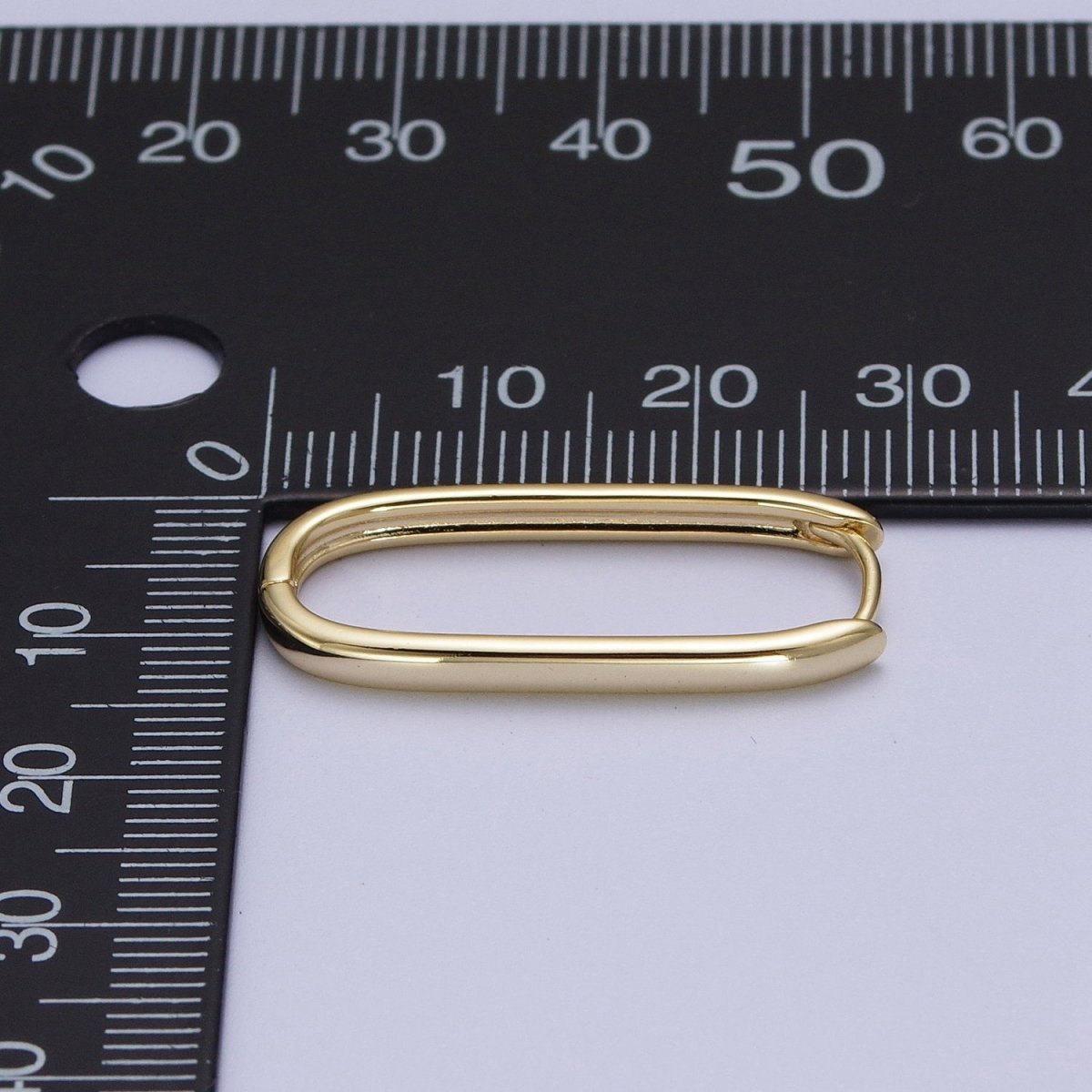 OS Gold Oblong Chunky Rectangle Earring, Rectangle or Oval Shape Earrings, Minimalist Hoop Earring for Everyday Use AE-1011