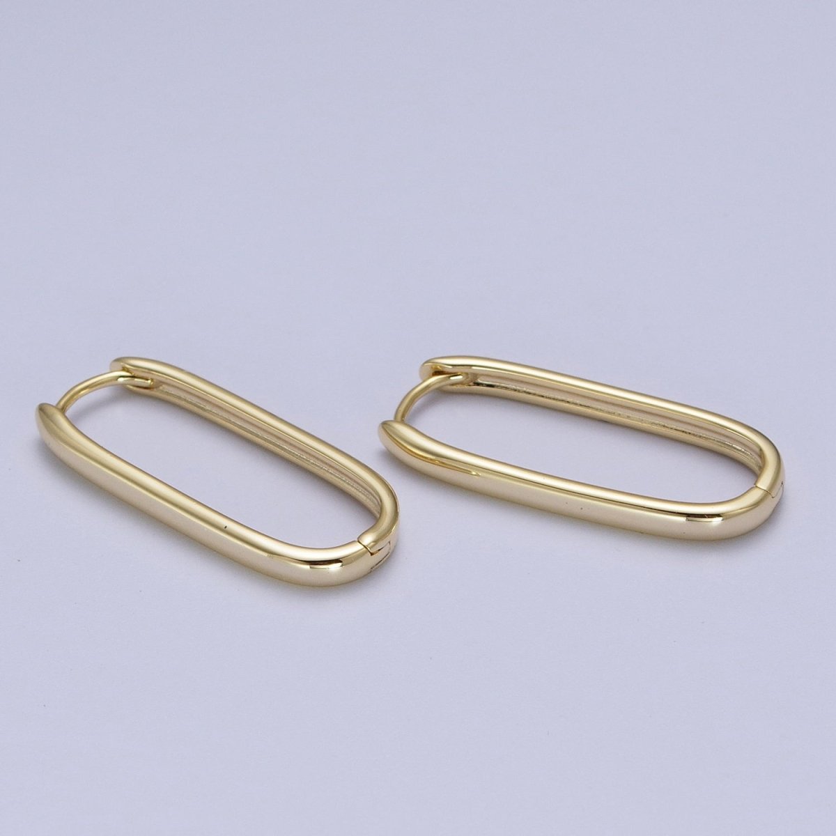 OS Gold Oblong Chunky Rectangle Earring, Rectangle or Oval Shape Earrings, Minimalist Hoop Earring for Everyday Use AE-1011