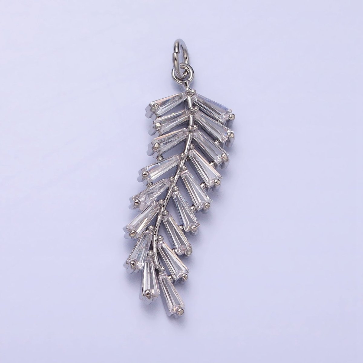Gold Olive Branch Charm, Clear Baguette Cz Leaf Charm Pendant Jewelry Supplies AC467 AC468