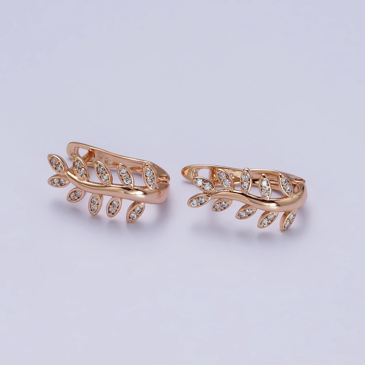 Gold Olive Leaf Earring, 18K Gold Filled Hoop Earring Olive Branch Huggie Earring AB1076