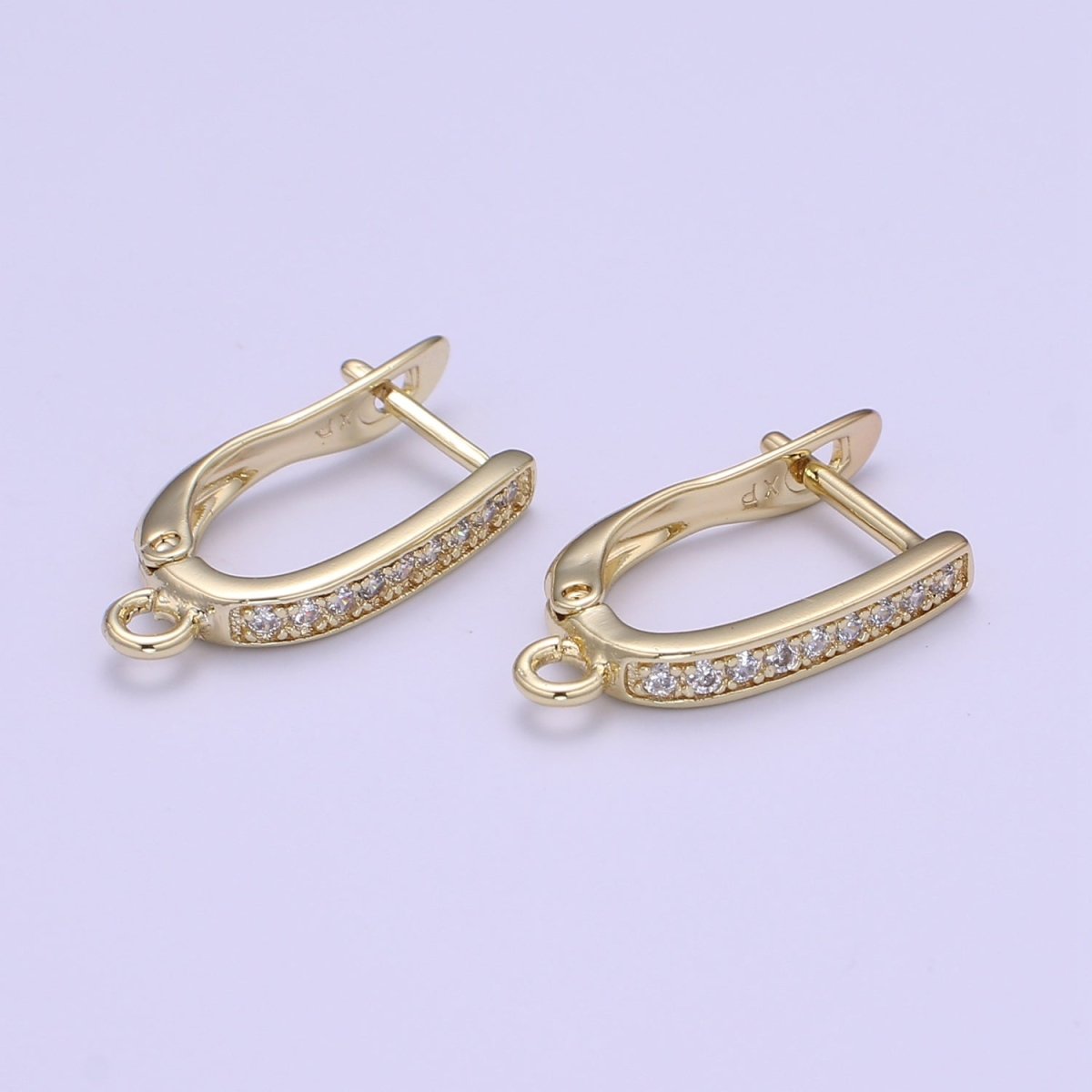 Gold one touch w/ open link Lever Hoop earring making, 17.6x10 mm, Nickel free Lead Free for Earring Charm Making Findings L-221 L-222 K-820