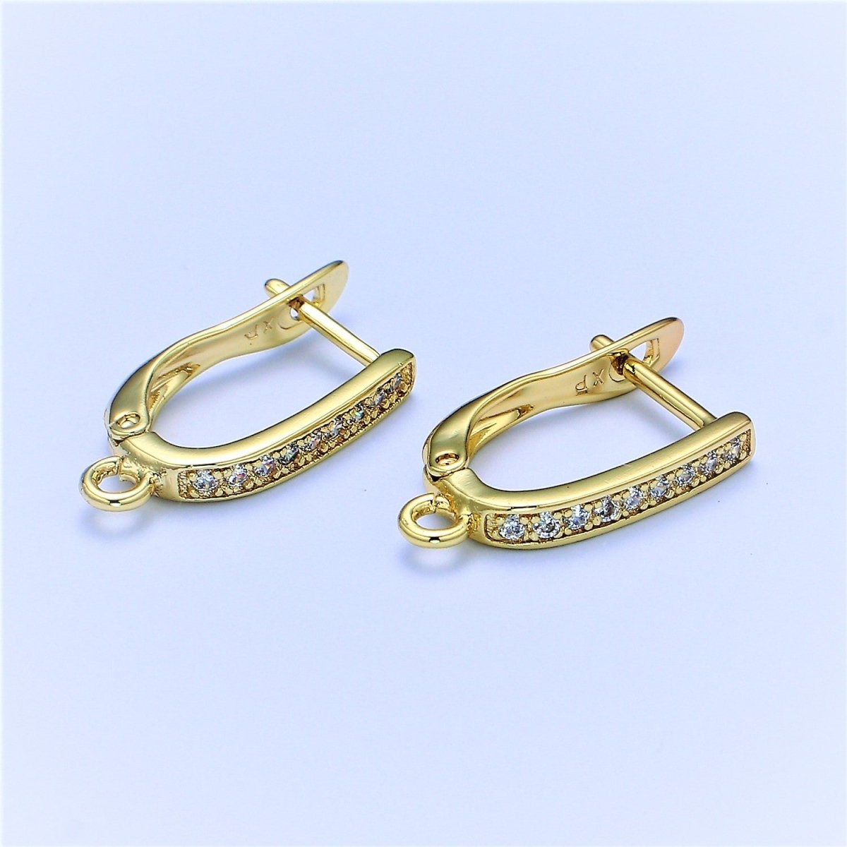 Gold one touch w/ open link Lever Hoop earring making, 17.6x10 mm, Nickel free Lead Free for Earring Charm Making Findings L-221 L-222 K-820