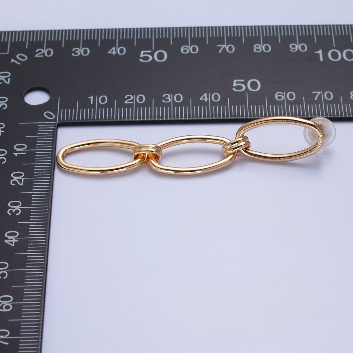 Gold Oval Chain Link Earring Drop Stud Earring T-513