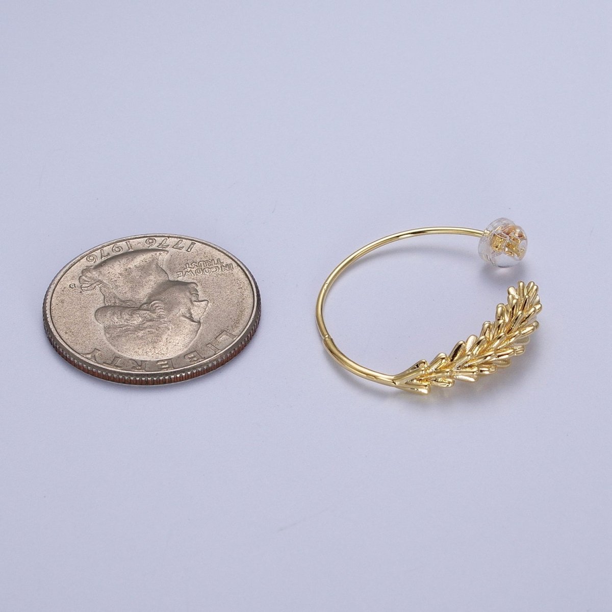 Gold Paddy Wheat Minimalist Open Hoop Stud Earrings | P-285