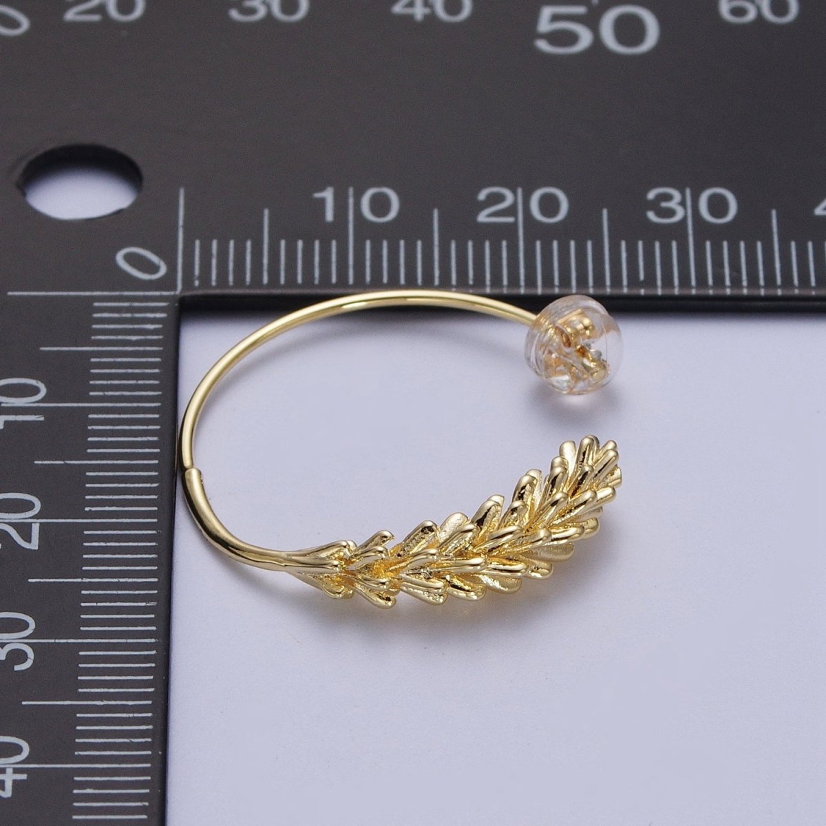 Gold Paddy Wheat Minimalist Open Hoop Stud Earrings | P-285