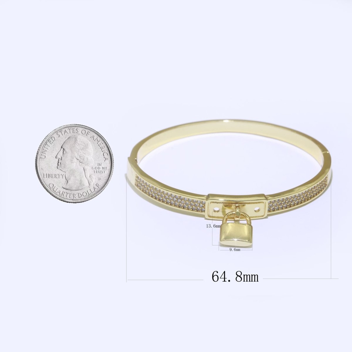 Gold Padlock Bracelet, 14K Gold Filled Micro Pave Luxury Bangle, Premium Quality jewelry | WA-126 Clearance Pricing