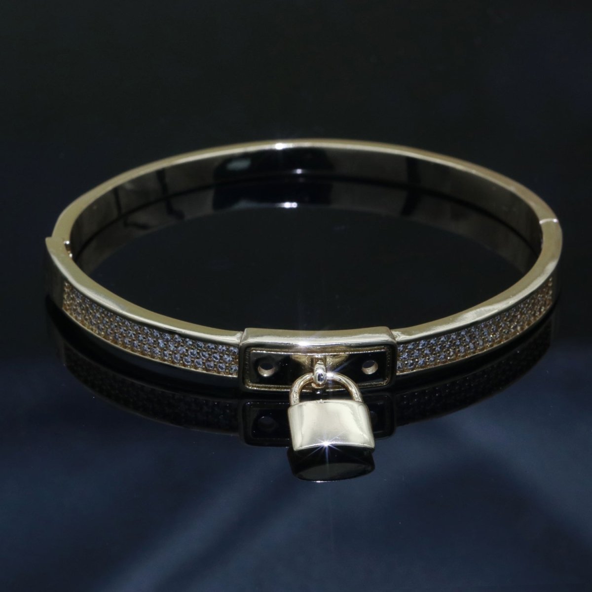 Gold Padlock Bracelet, 14K Gold Filled Micro Pave Luxury Bangle, Premium Quality jewelry | WA-126 Clearance Pricing