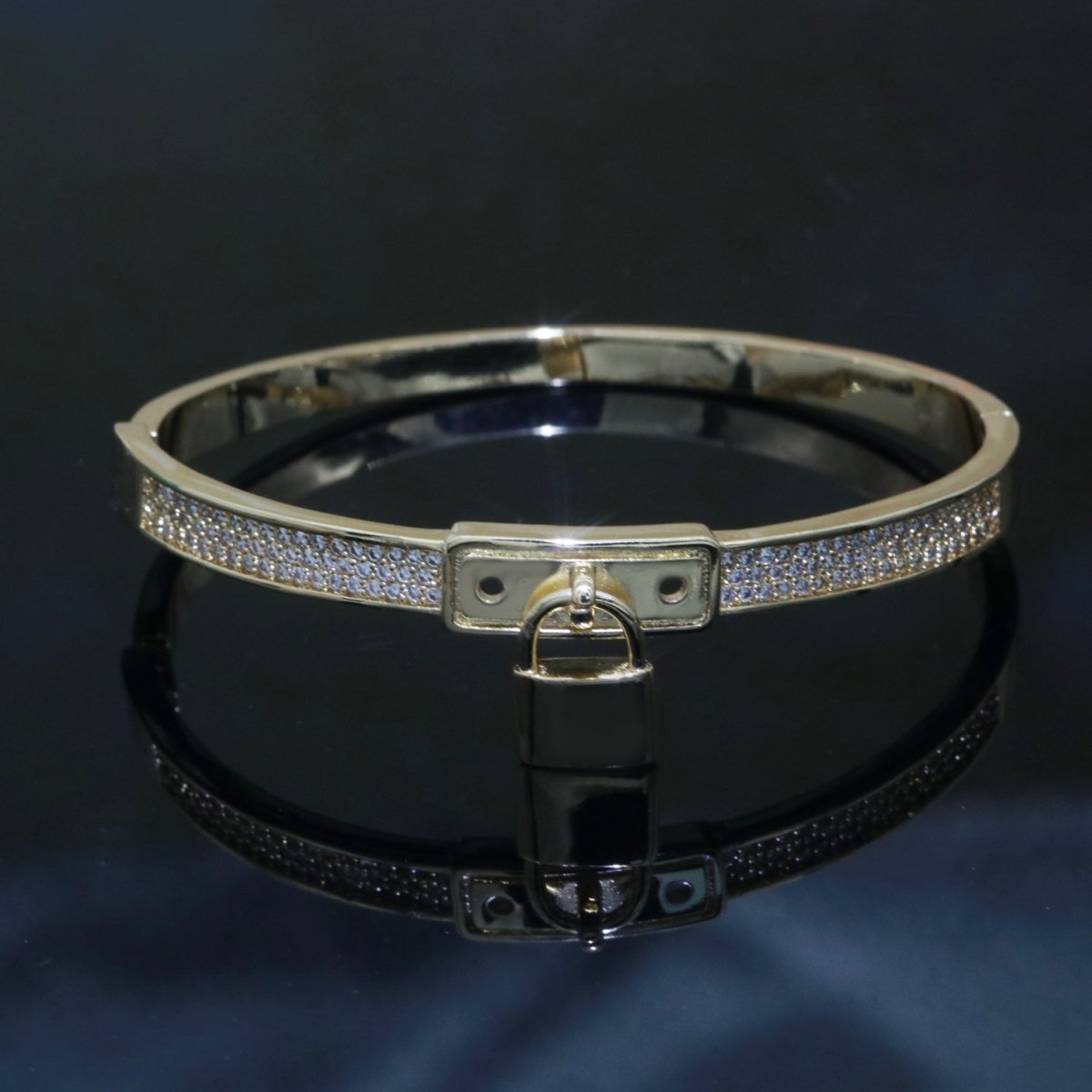 Gold Padlock Bracelet, 14K Gold Filled Micro Pave Luxury Bangle, Premium Quality jewelry | WA-126 Clearance Pricing