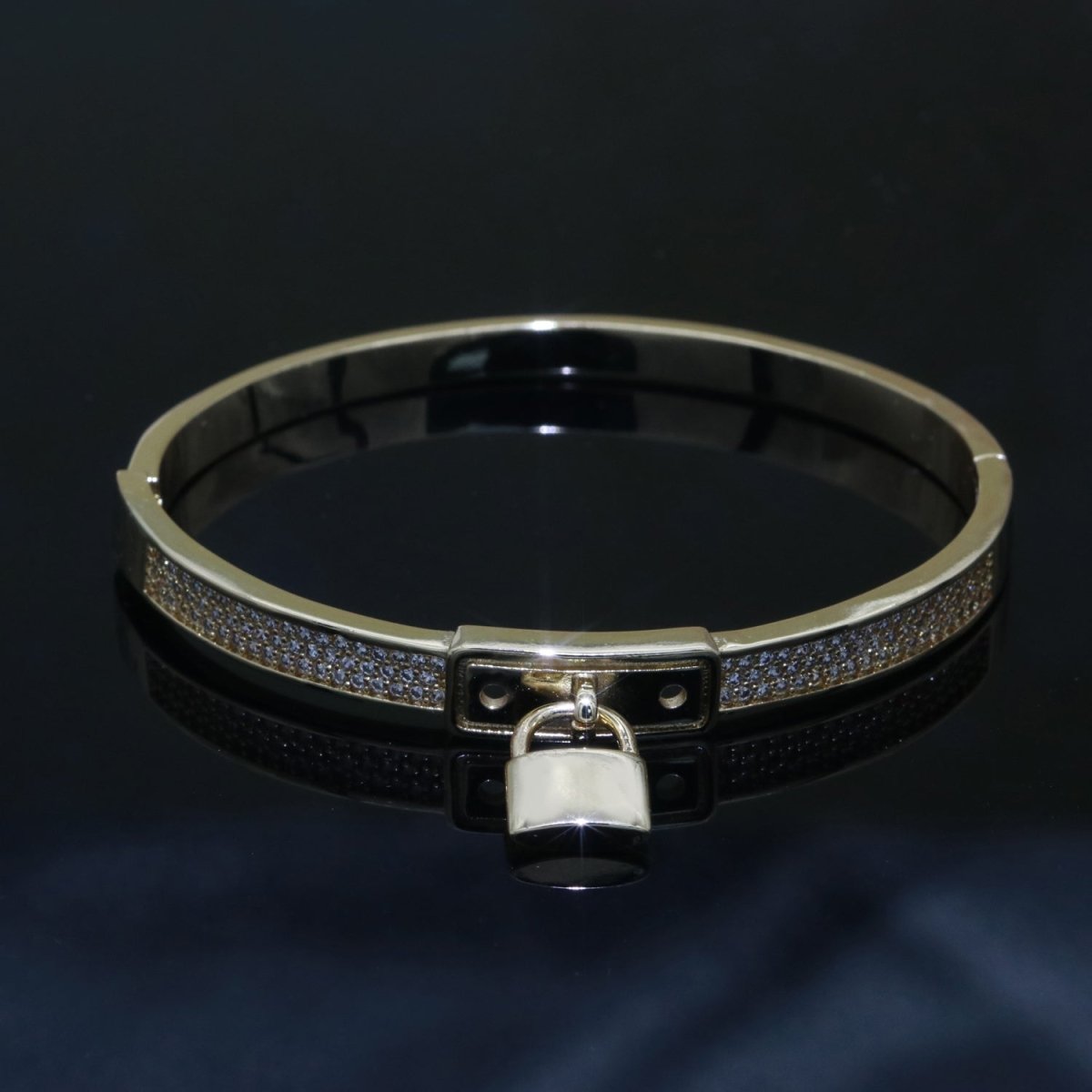 Gold Padlock Bracelet, 14K Gold Filled Micro Pave Luxury Bangle, Premium Quality jewelry | WA-126 Clearance Pricing