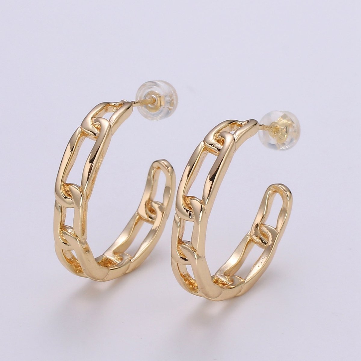 Gold Paper Clip Chain Hoop Earrings • Bold Gold Hoop Earrings Chunky Earrings • Statement Hoops • 18k Gold Filled Hoops Earring gift for her Q-445
