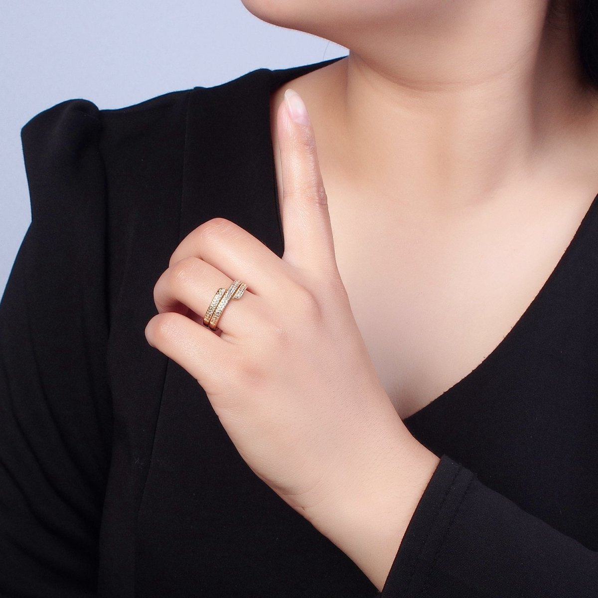 Gold Pave Ring Stackable Jewelry O-741
