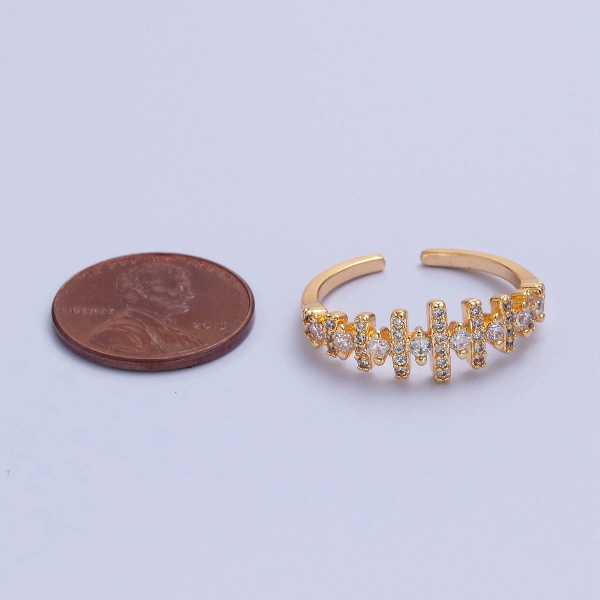 Gold Pave Section ring Simple geometric fence ring Adjustable ring O-2239