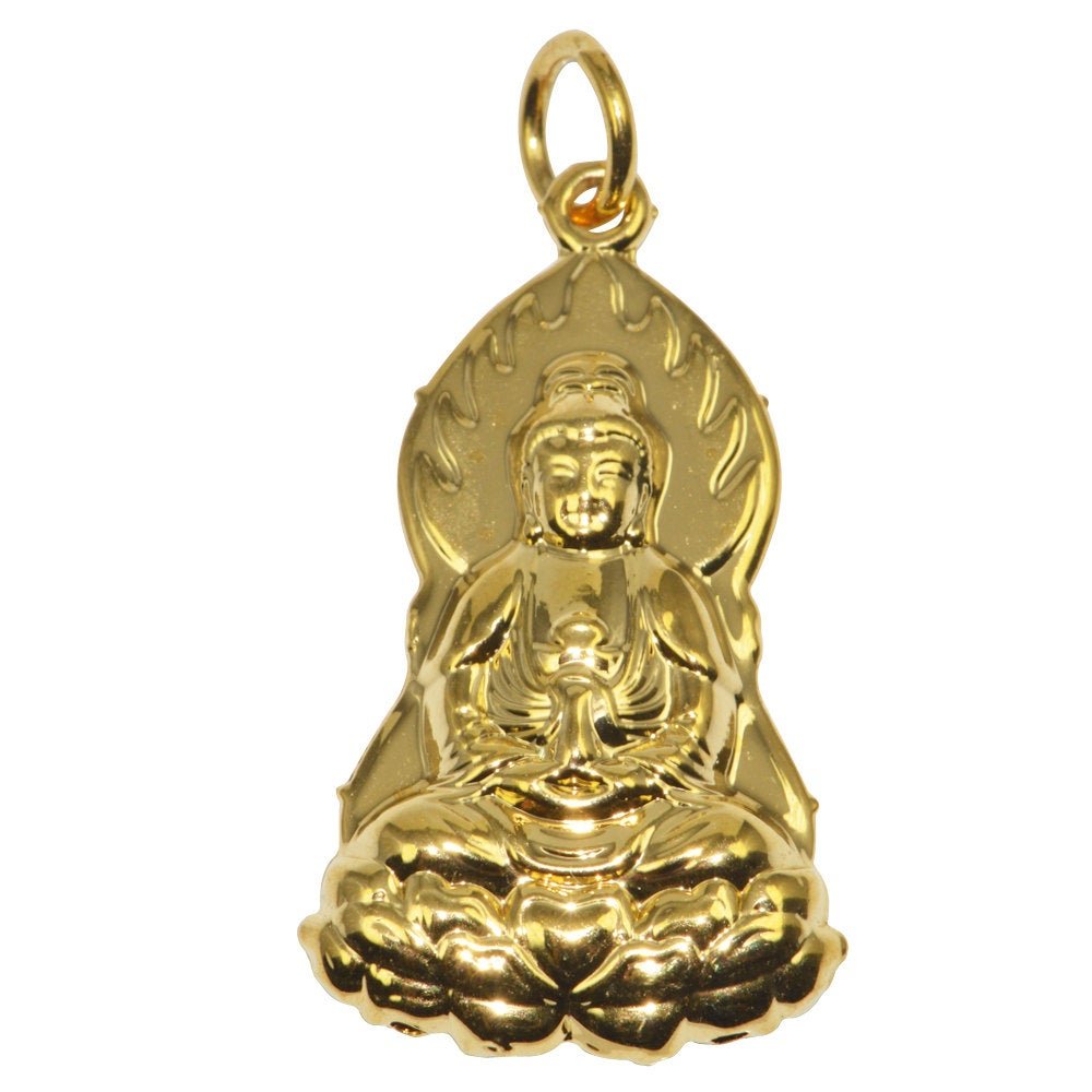 Gold Plated Buddhaism Deity Beliefs Necklace Jewelry Pendant Good Luck Religion Design I-068