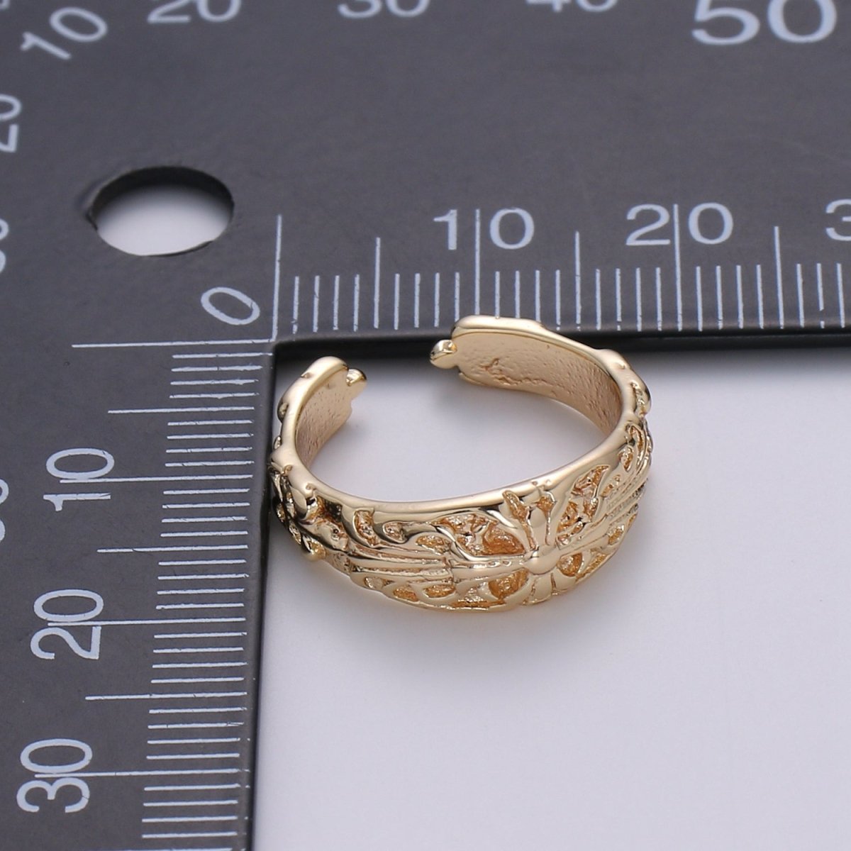 Gold Plated Thick Mariposa Engraved Ring, Statement Ring, Gold Plated Ring, Perfect Gift For Her O-972
