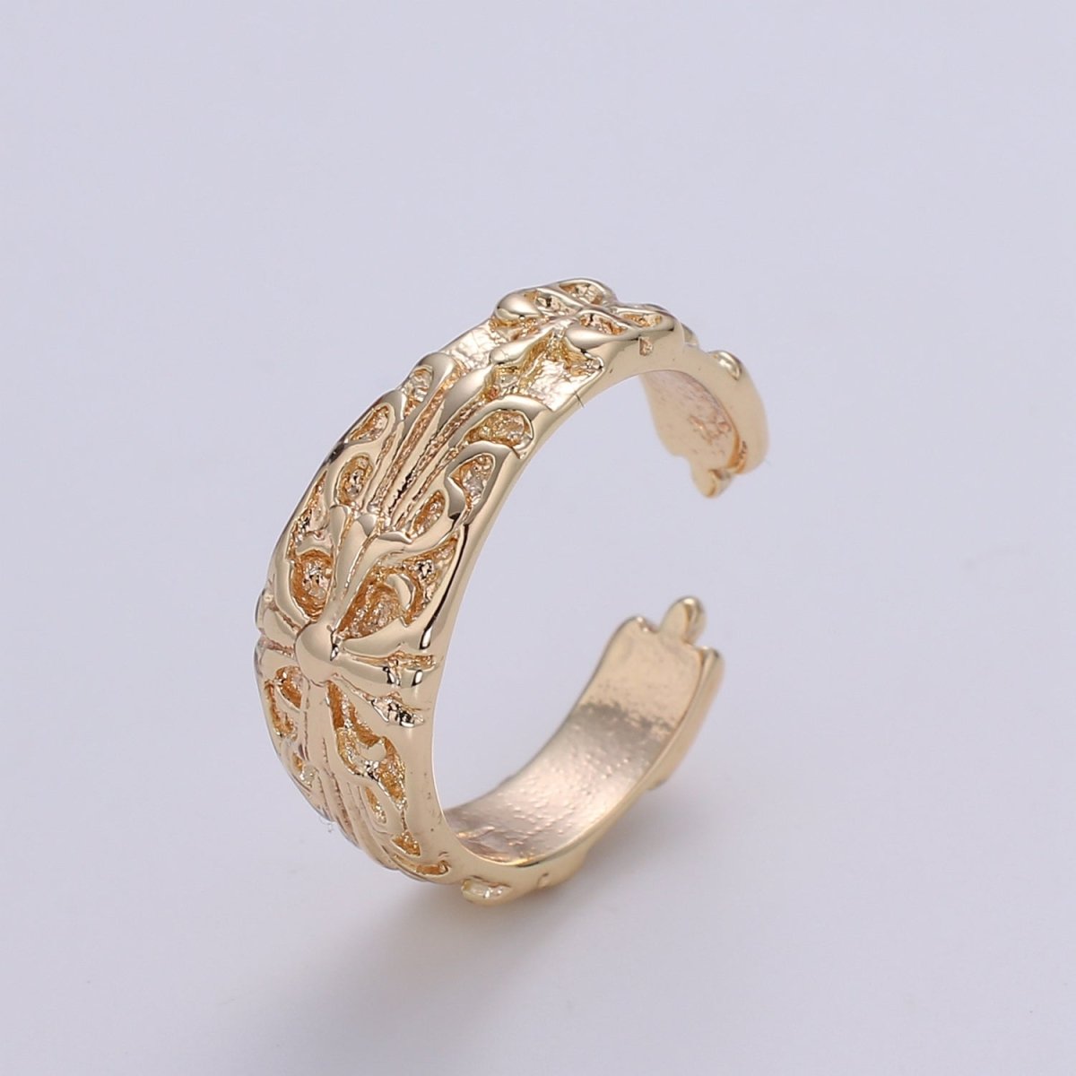 Gold Plated Thick Mariposa Engraved Ring, Statement Ring, Gold Plated Ring, Perfect Gift For Her O-972