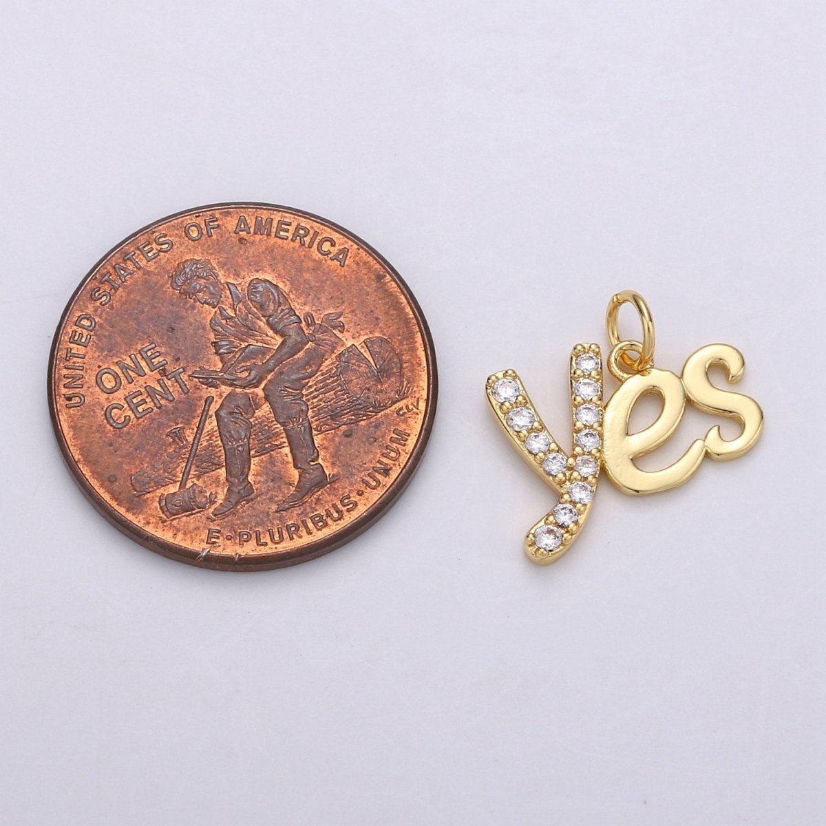 Gold Plated Yes Charm, Yes Pendant Charm, Gold Plated Charm, For DIY Jewelry, Gold Color  E-542