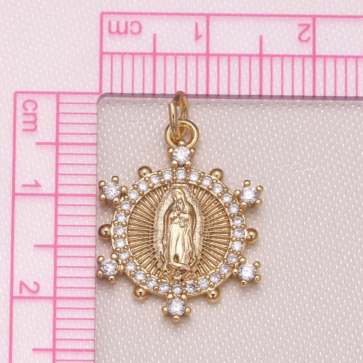 Gold Plated Zirconia Holy Mary Charm CZ Mother of God Micro Pave Charm Pendant N-1171