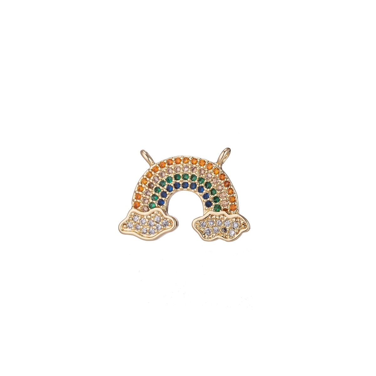 Gold Rainbow charm, 18K Gold Filled Micro Pave CZ Charm, Colorful Sky Cloud Pendant Necklace Charm for Jewelry Making F-229