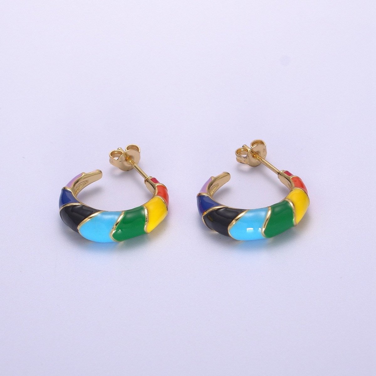 Gold Rainbow Hoop Earrings Enamel Earrings LGBTQ Earrings Rainbow Statement Earring 20MM T-163