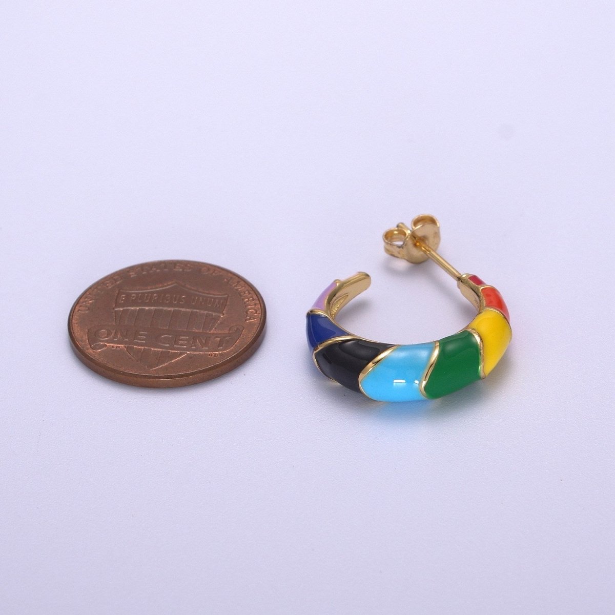 Gold Rainbow Hoop Earrings Enamel Earrings LGBTQ Earrings Rainbow Statement Earring 20MM T-163