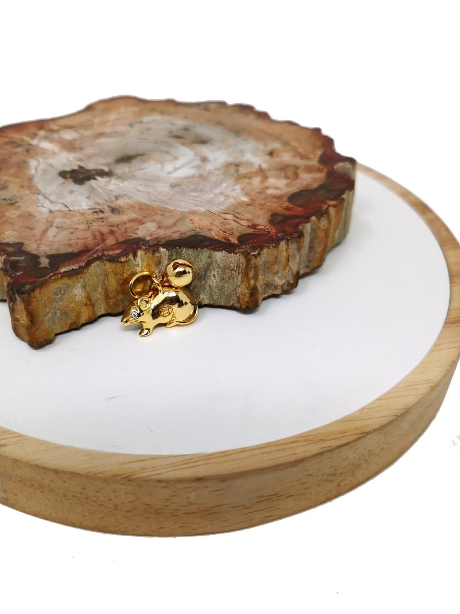 Gold Rat Charm. Chinese Zodiac Charm. Year of the Rat Charm. 24k Gold fIlled Rat Pendant for necklace Bracelet I-338