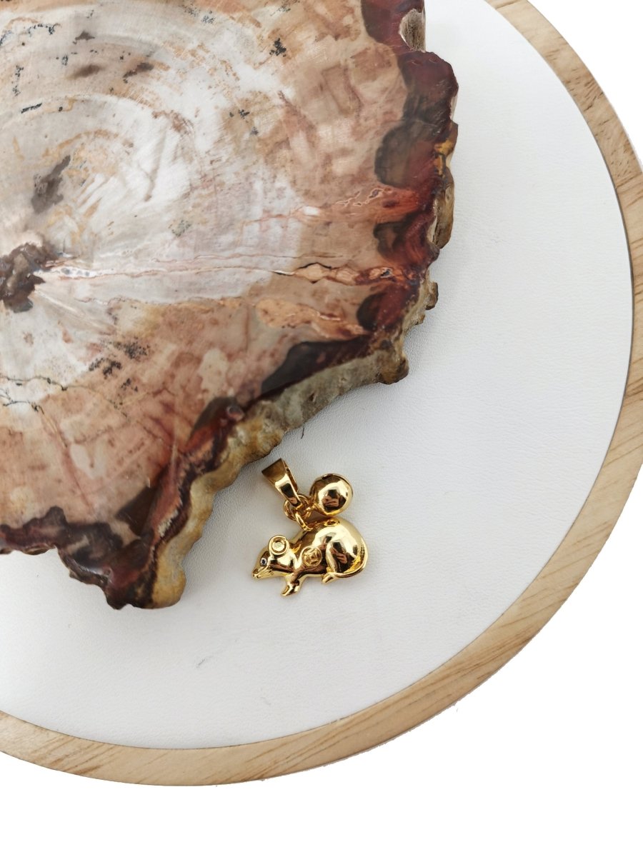 Gold Rat Charm. Chinese Zodiac Charm. Year of the Rat Charm. 24k Gold fIlled Rat Pendant for necklace Bracelet I-338