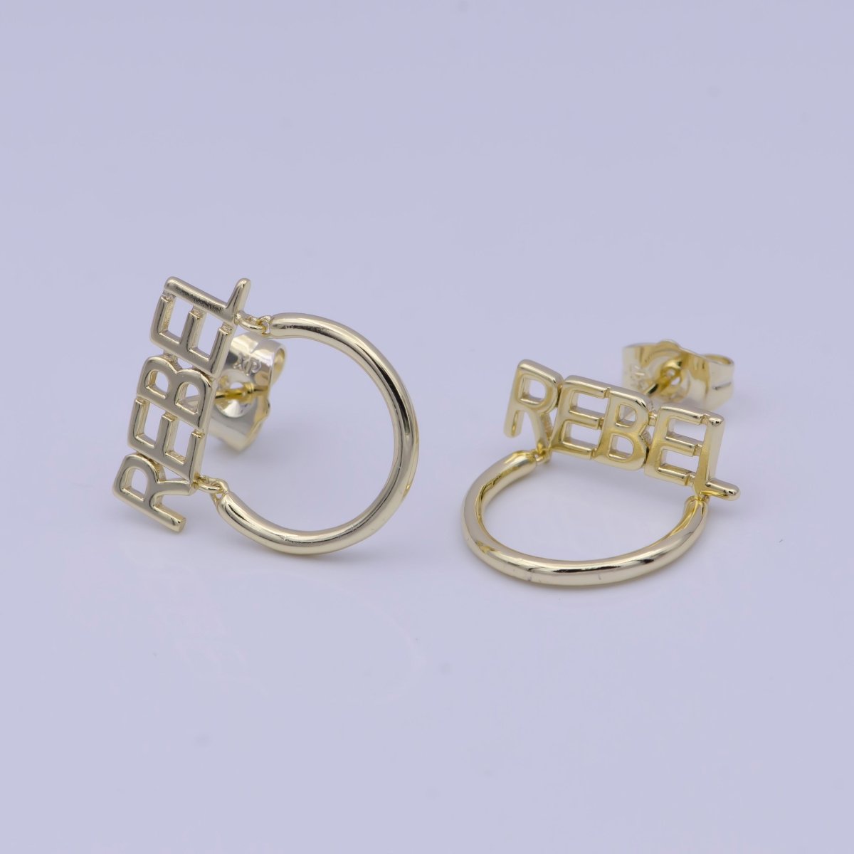 Gold Rebel Earrings gold hypoallergenic hoops statement lightweight jewelry for Everyday Wear AD-575