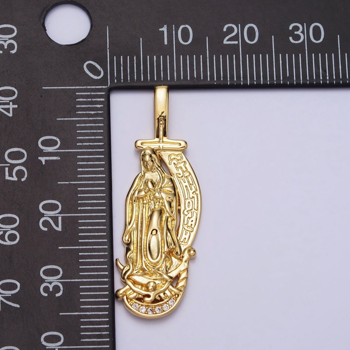 Gold Religious Mother Virgin Mary Lady Guadalupe Religious Cross Pendant | AA083