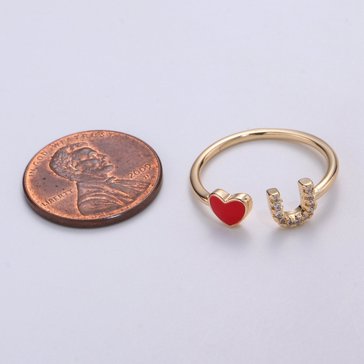 Gold Rings For Women Gold Cz Ring Red Heart Ring Dainty Ring Minimalist Ring Christmast Gift Thin Open Ring Gold Jewelry Heart Ring Love u R-076