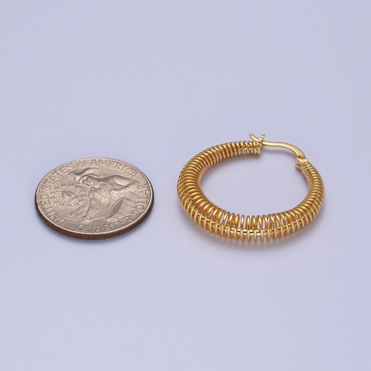 Gold Round Spiral Hoop Earring Statement Hoop Earrings Gold Rhombus Coil Earring AE-539