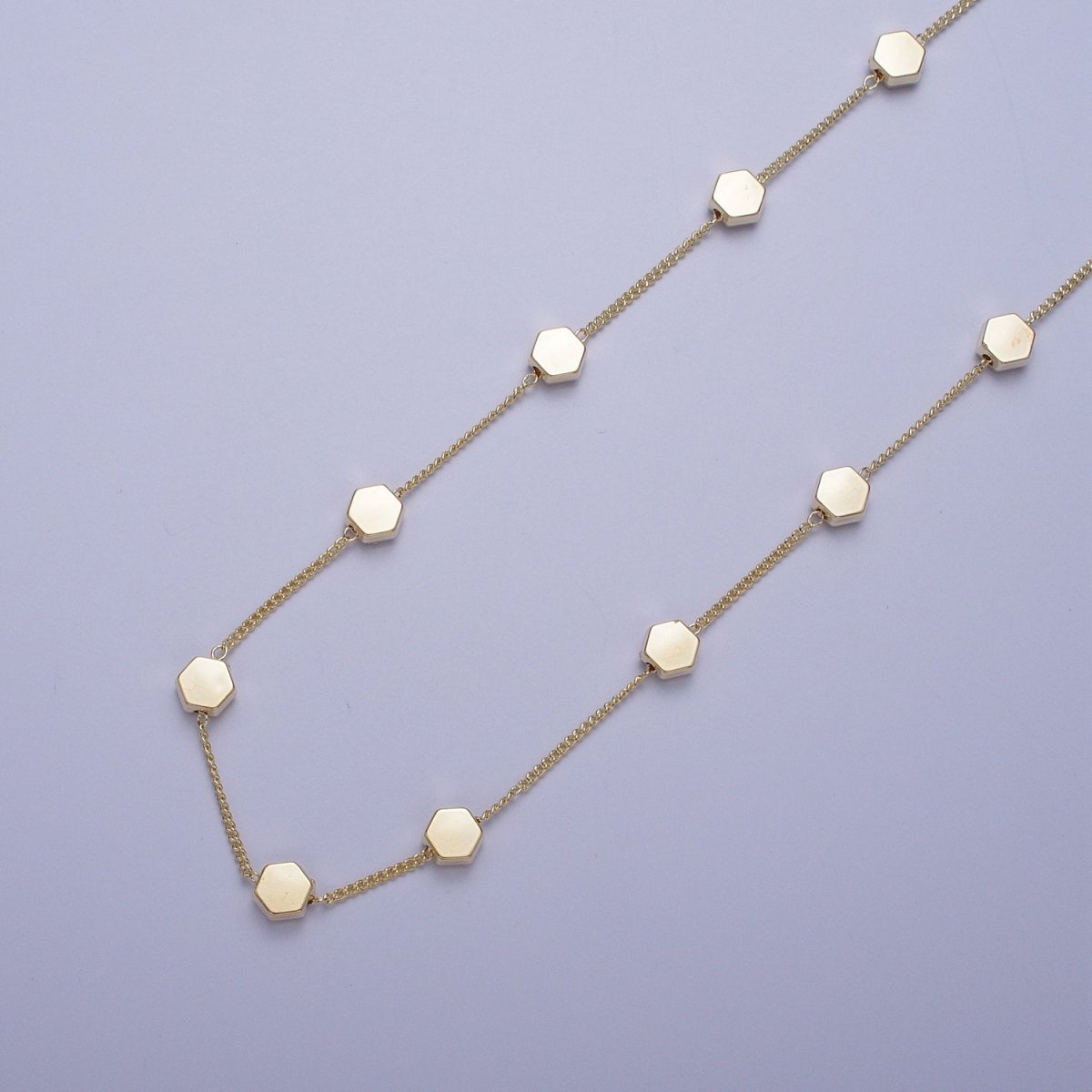 Gold Satellite Hexagonal Bead Chain Wholesale by Yard For Jewelry Making Component | ROLL-838 Clearance Pricing