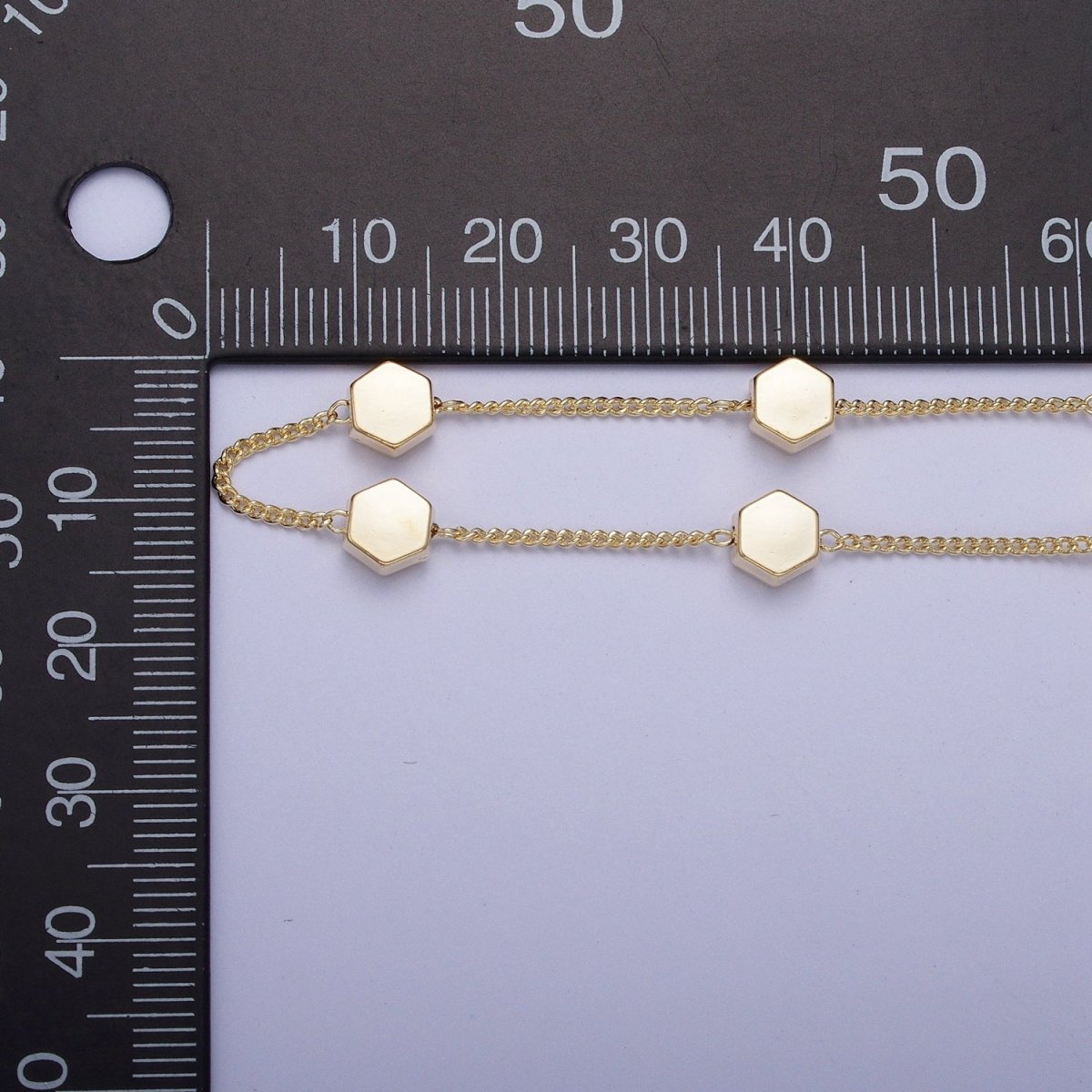 Gold Satellite Hexagonal Bead Chain Wholesale by Yard For Jewelry Making Component | ROLL-838 Clearance Pricing