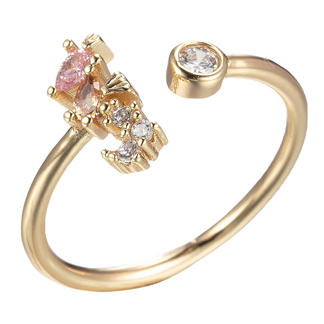 Gold Sea Horse Ring Open Adjustable Ring Animal Under the Sea Inspired O-997
