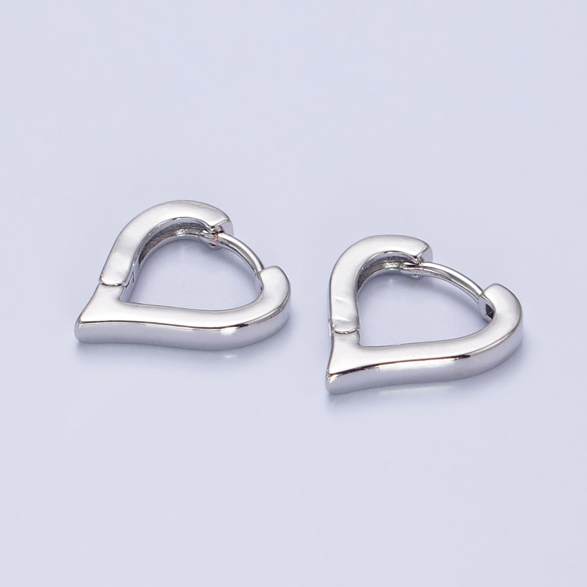 Gold, Silver 14mm Heart Triangle Flat Huggie Cartilage Hoop Earrings | AB516 AB524
